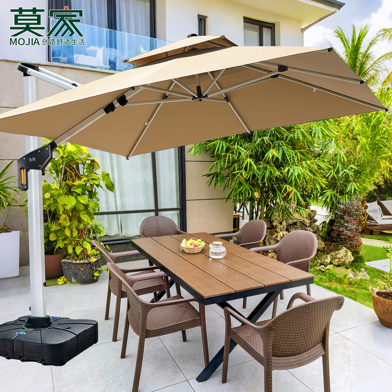Mojia Outdoor Table, Chair, and Umbrella Set for Villa Gardens, Sunshade Umbrella with Lights, Roman Umbrella, Courtyard Leisure Table and Chair Set Mojia Outdoor Table, Chair, and Umbrella Set for Villa Gardens, Sunshade Umbrella with Lights, Roman Umbrella, Courtyard Leisure Table and Chair Set