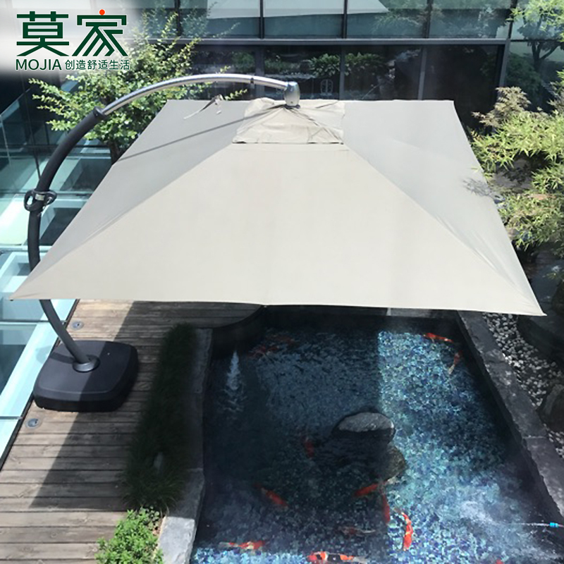 Mojia Outdoor Sunshade Umbrella Large Commercial Roman Umbrella European Style Large Curved Pole Umbrella Outdoor Courtyard Sun Umbrella 3* 4m