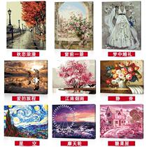 Decorated Castle manga European landscape digital oil painting diy living room large cartoon 4050 girl Building paint