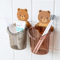 Cartoon Wall-mounted small Bear pen holder containing box minimalist creative cosmetic containing cylinder toilet toothbrush comb holder