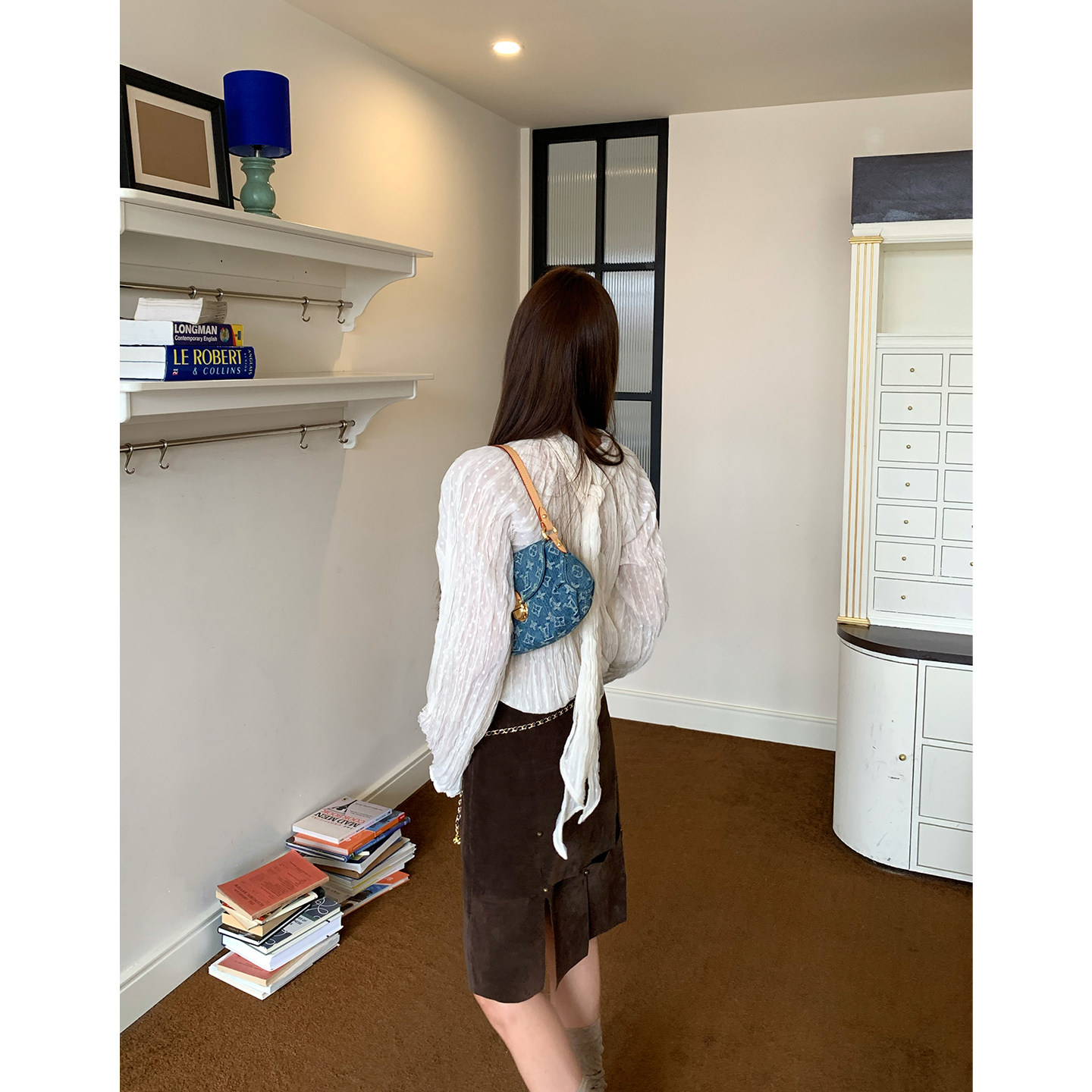 马儿MAR весенне-летняя женская рубашка с завязками на воротнике и складками, длинный рукав