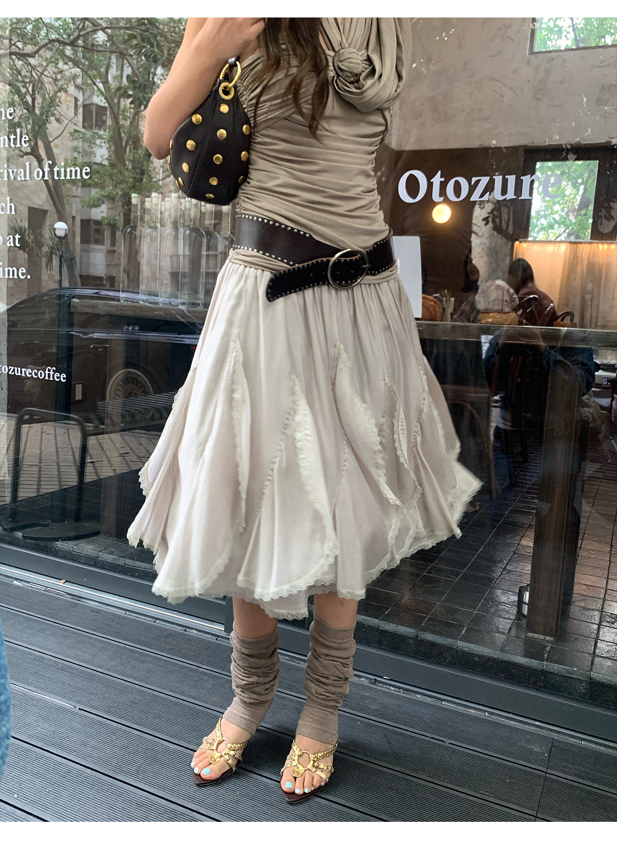 马儿MAR Модная юбка с неровным кружевным дизайном из смеси тенселя и ацетата с эластичным поясом