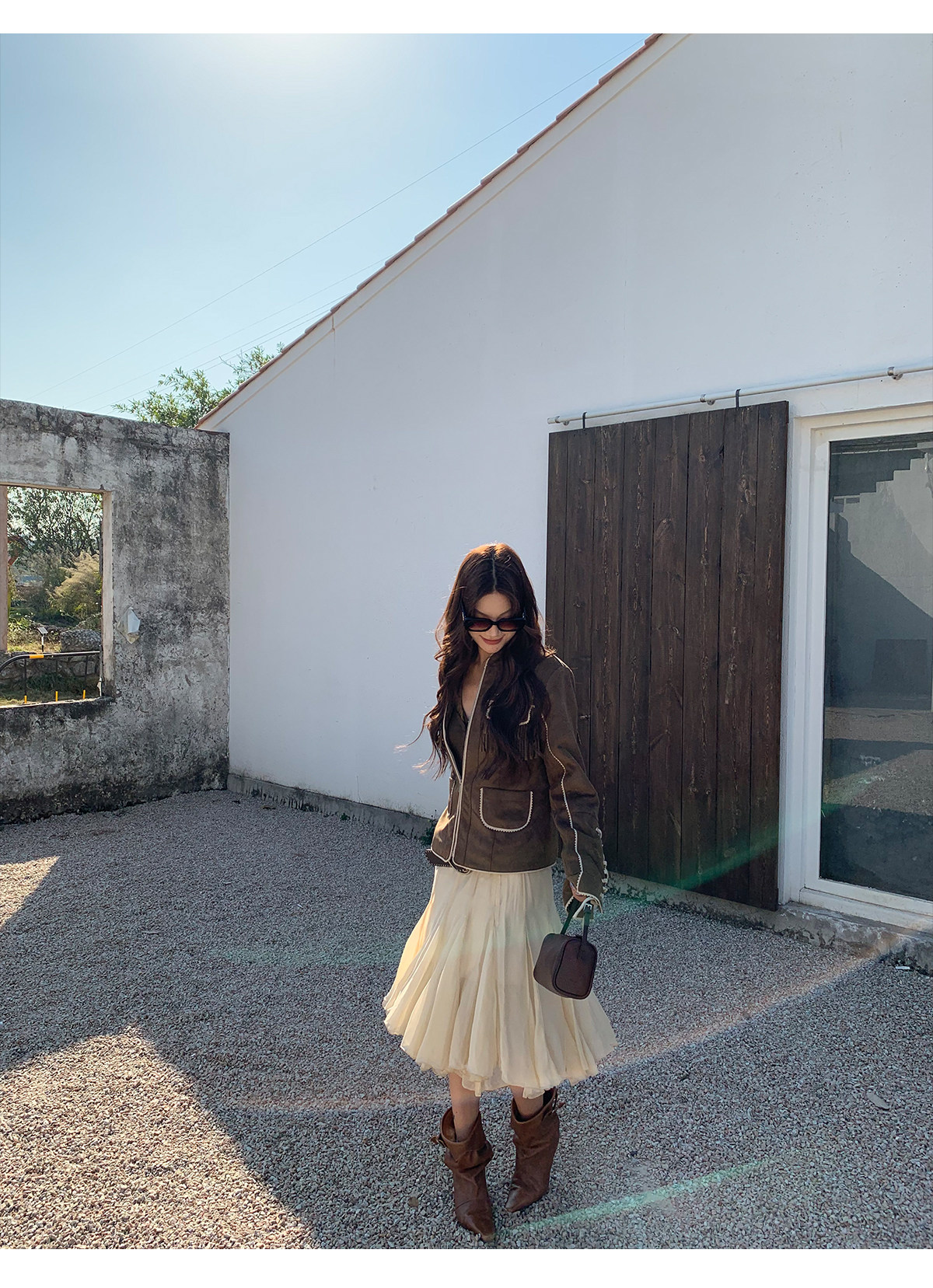 马儿MAR Элегантная А-силуэтная юбка средней длины из смесового тенселя с пышным подолом для женщин