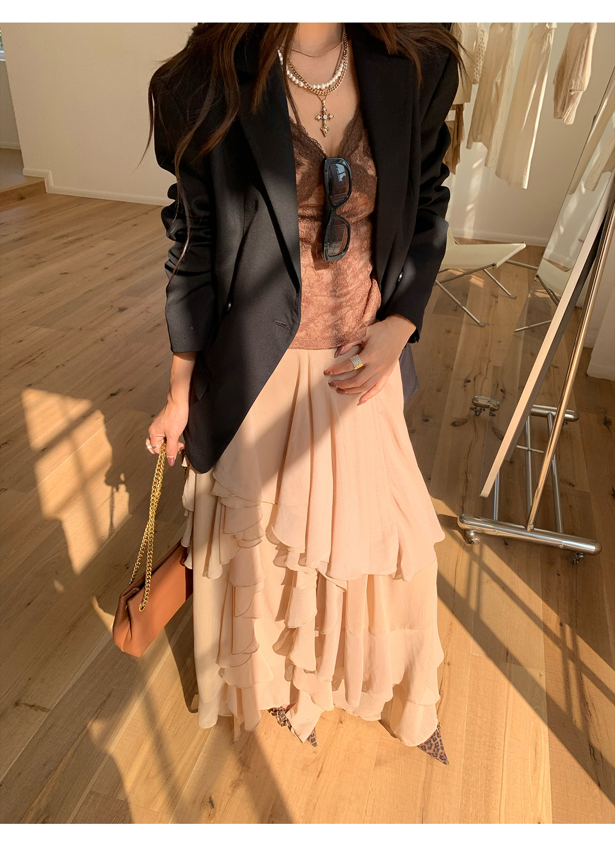 马儿MAR Французская романтическая многоярусная юбка с оборками женская универсальная стройнящая многослойная юбка-торт