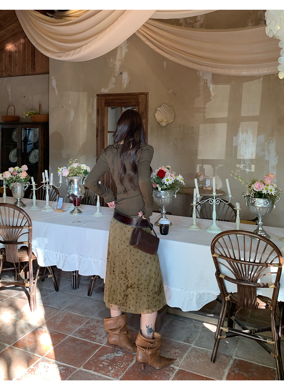 马儿MAR винтажная флокированная юбка-миди А-силуэта в горошек с сетчатыми вставками для женщин весна-лето