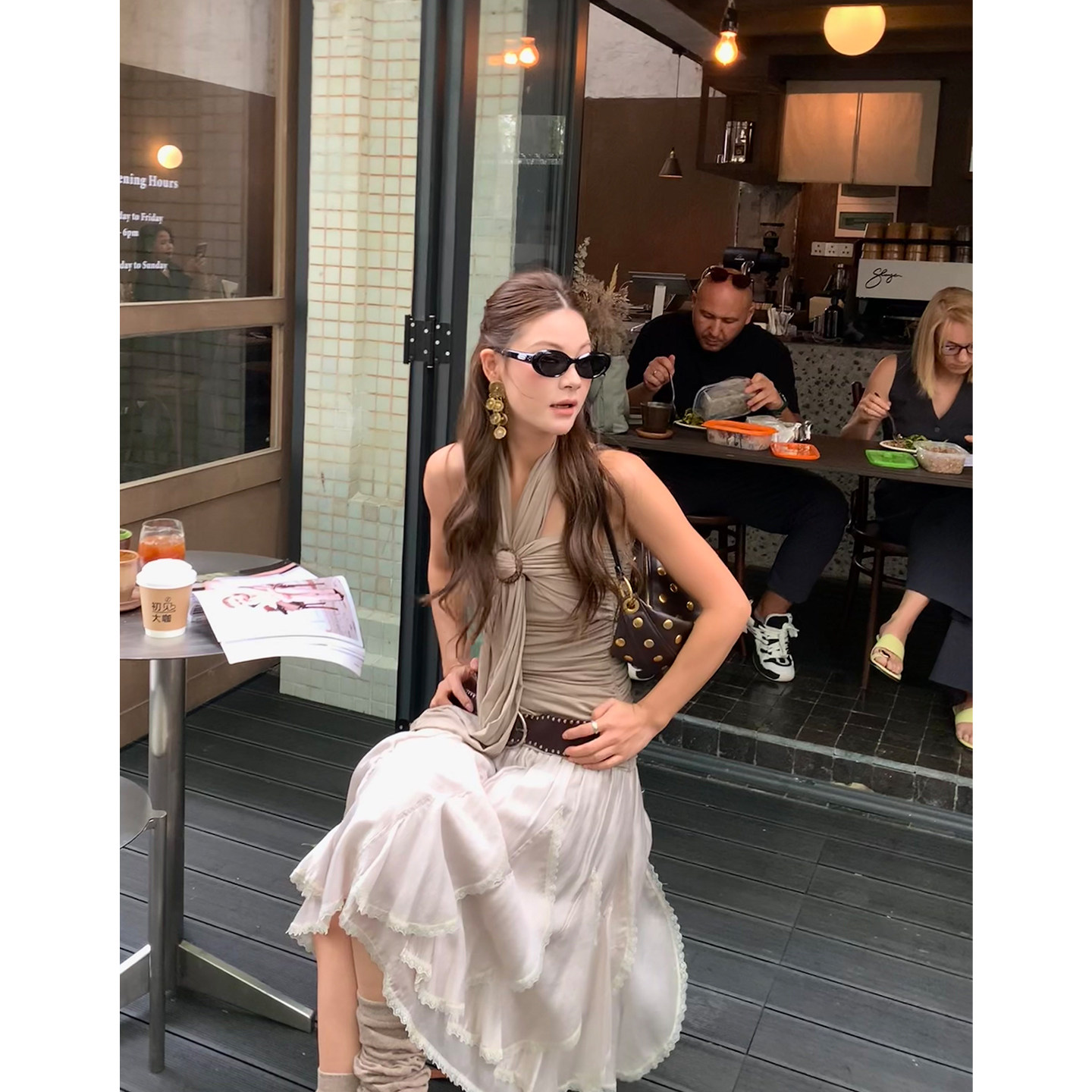 马儿MAR Модная юбка с неровным кружевным дизайном из смеси тенселя и ацетата с эластичным поясом