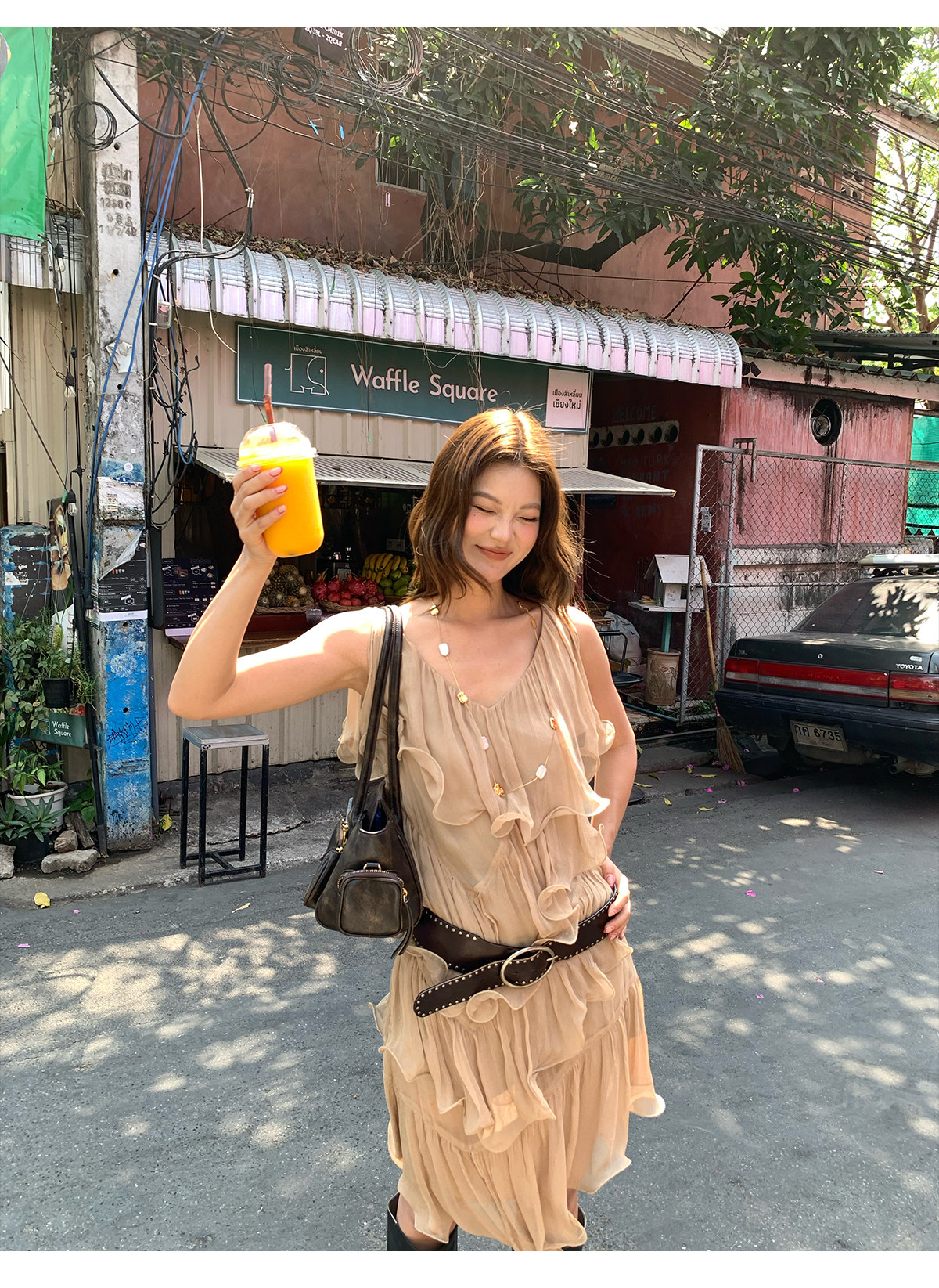 马儿MAR Винтажное платье с V-образным вырезом и оборками, летнее стройнящее короткое платье в курортном стиле для женщин