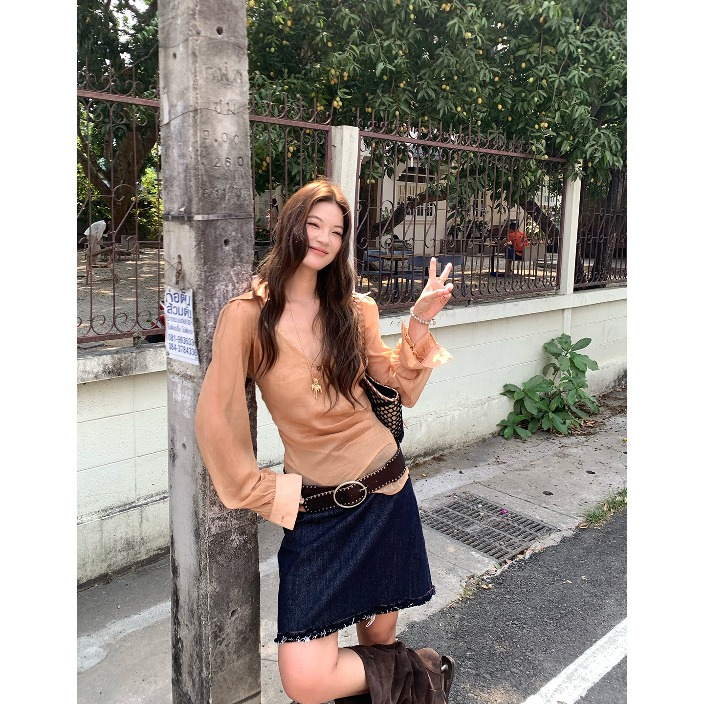 马儿MAR винтажная джинсовая юбка женская летняя с заниженной талией прямая короткая с бахромой стройнящая универсальная