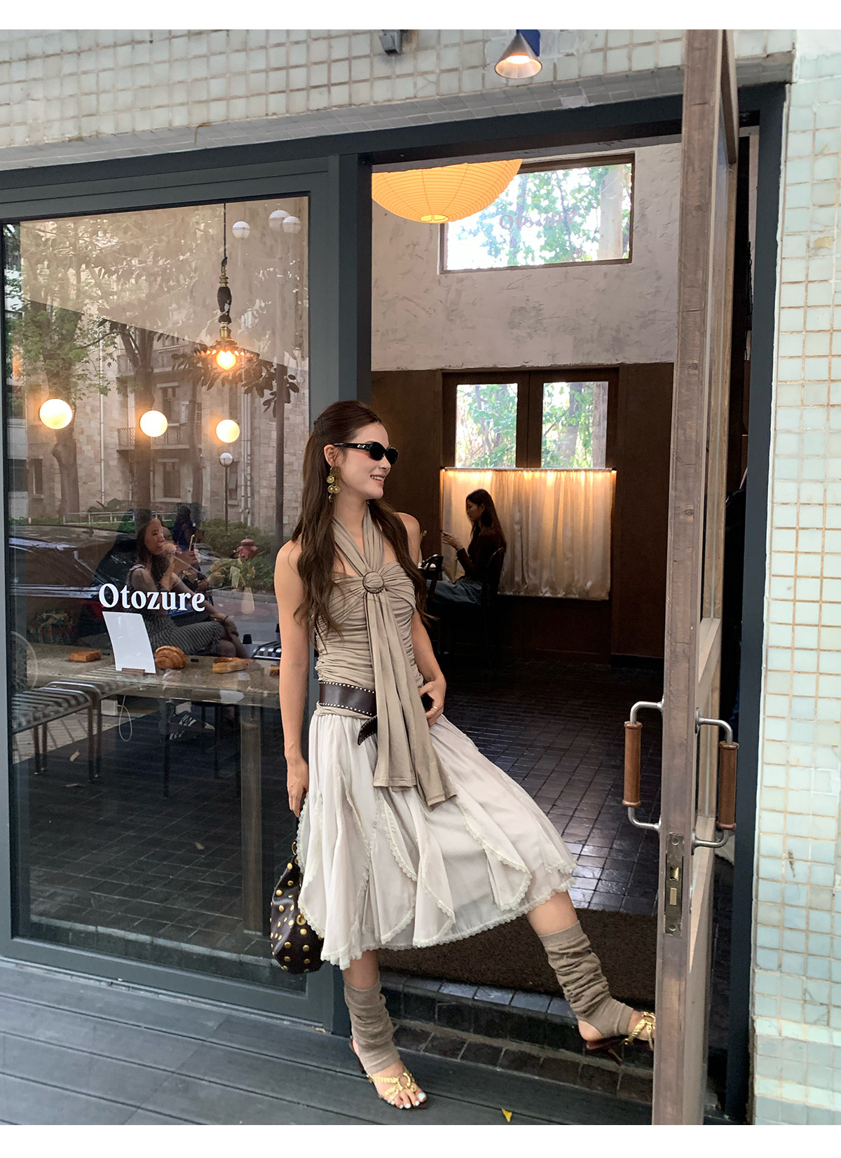 马儿MAR Модная юбка с неровным кружевным дизайном из смеси тенселя и ацетата с эластичным поясом