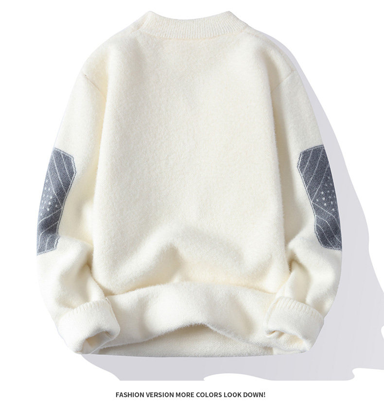Semi-high-neck sweater for boys, autumn and winter, teenagers, junior high school and senior high school students, mink fleece, thickened base layer knitted sweater pic 10