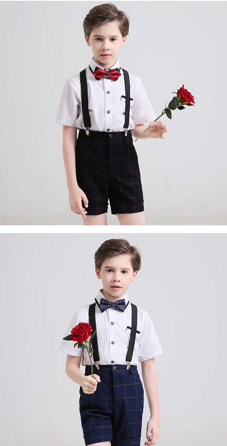 Trẻ em của hoa cô gái ăn mặc chủ boy hiệu suất trang phục điệp khúc phù hợp với bib boy hiển thị phù hợp với mùa hè váy xinh cho bé