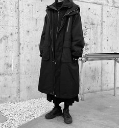 GARBASTES Yamamoto Yohji dark style original lamb velvet mid-length two-piece cotton coat coat for men and women