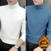 2 cái] Modal cổ cao áo sơ mi nam dài tay áo thun thu đông quần áo thu đông nhung dày ấm áp quần áo thu đông Suit phù hợp