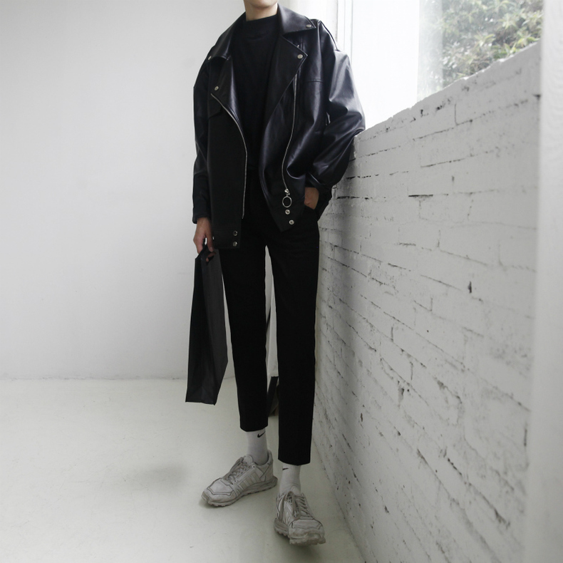 Phiên bản Hàn Quốc của ulzzang ngắn xe máy da nam trẻ trung đẹp trai áo khoác da PU mỏng phần áo khoác mỏng áo phao nam