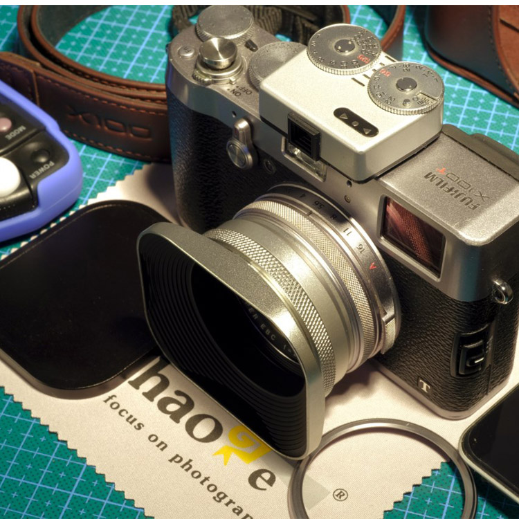 Original lens hood Fuji X100F X100T X100S Silver send adapter ring metal square cover