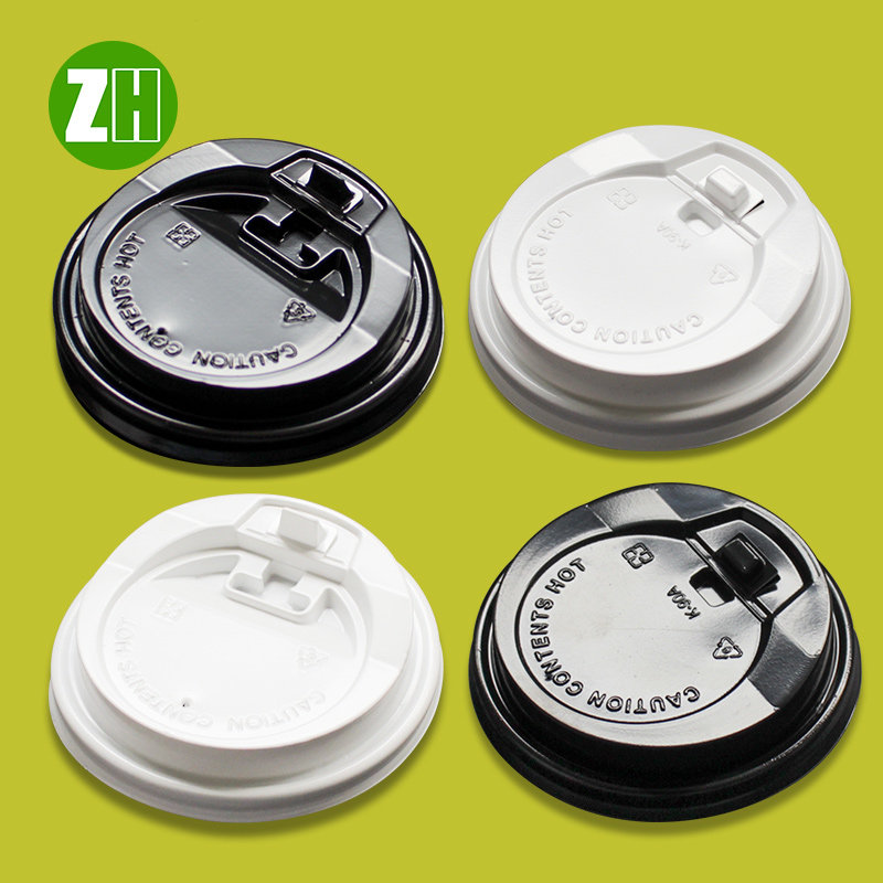 Disposable milk tea cup lid 90 caliber plastic transparent black and white switch lid coffee cup universal 100