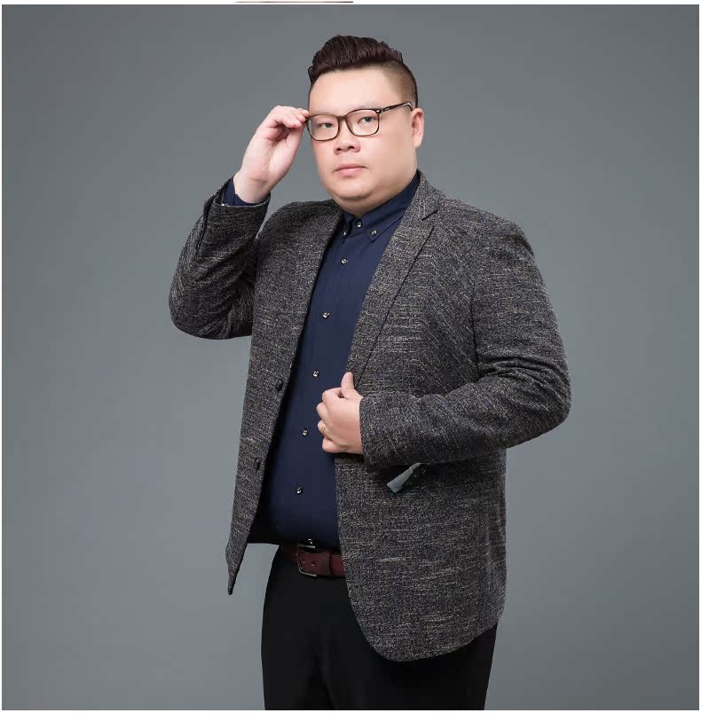 Người đàn ông trung niên phù hợp với người đàn ông béo len đơn Tây quần áo nam béo cộng với phân bón XL kinh doanh phù hợp với áo khoác nam - Cực lớn quần áo nam big size