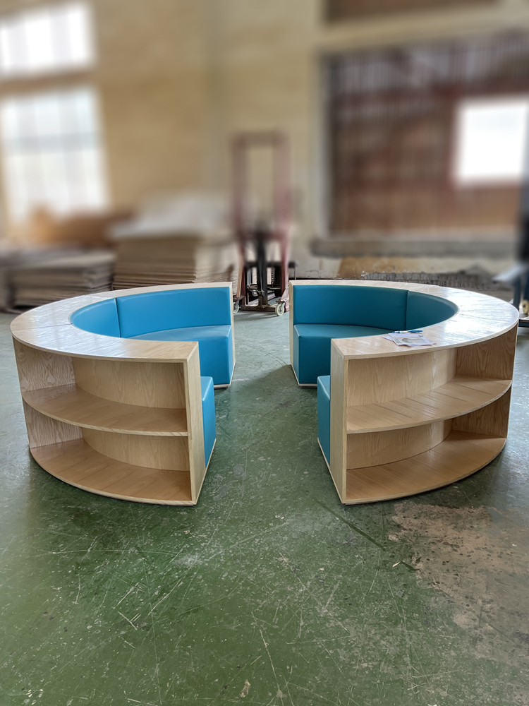 Library Alien arched S shape Free combined bookshelves mall Banking Kindergarten can sit solid wood bookcase couch-Taobao