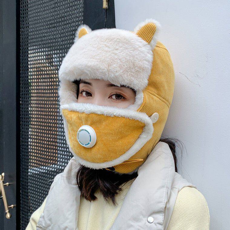 Riding electric car windproof cap for men and women windproof covers headcaps cat ears Lei Feng cap Korean version cute autumn and anti-blow