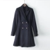 Áo khoác ngoài mùa hè màu đen, áo khoác len nữ màu đen giữa mùa đông và áo ghi lê mỏng - Trung bình và dài Coat