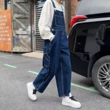 Ретро дизайнерский джинсовый комбинезон, штаны, в американском стиле, тренд сезона, свободный прямой крой