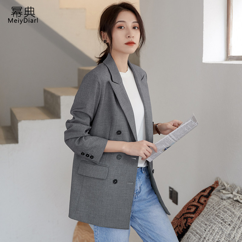 Gray suit jacket female Korean version 2022 spring and autumn new loose casual fashion temperament net red small suit top