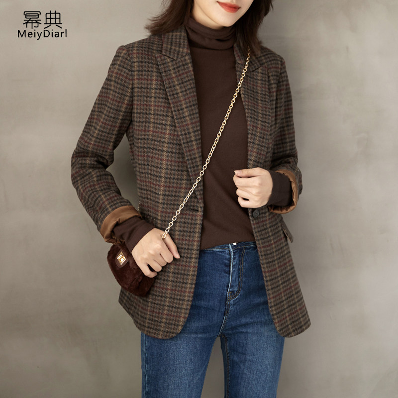 Short - style plate Mao - tweed suit coat women's edition 2020 autumn and winter new style thin small man thick