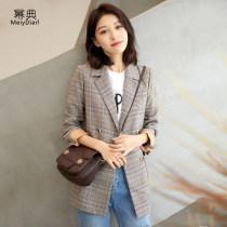 Plaid blazer women Korean English style 2020 Spring and Autumn New Korean casual retro chic small suit