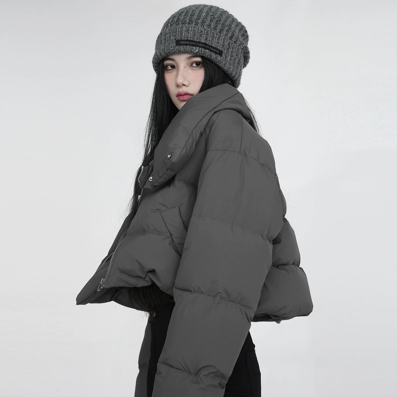 一头阿瓜 Winter short windproof warm down jacket with down with zipper