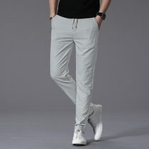 2021 summer thin slacks mens slim business straight trousers Korean version of the trend wild young mens pants