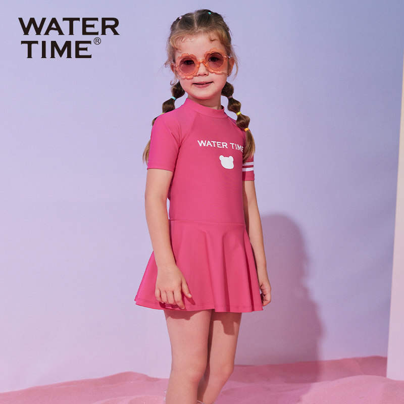 WaterTime儿童泳衣女孩女童连体裙摆洋气公主风保暖防寒2025新款