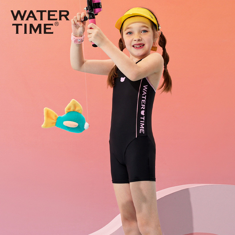 WaterTime儿童泳衣女孩夏季连体速干专业游泳衣女童2025防晒泳装
