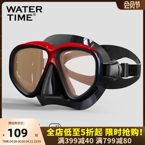 WaterTime swimming sidewalk mirror silver coating lens nasal protector choking water mask diving equipment