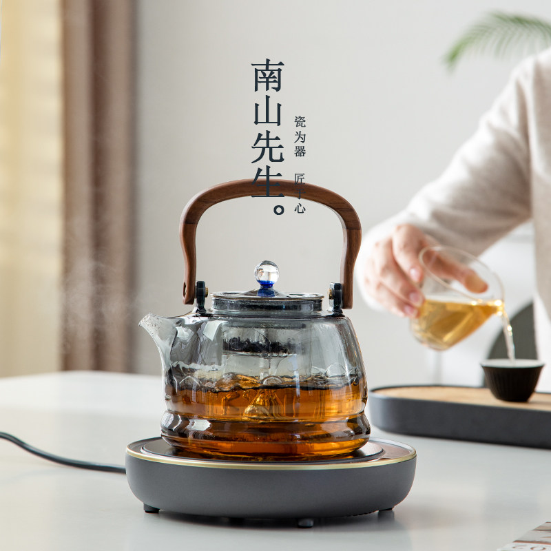 Mr. Nanshan black crystal stove teapot household tea set large capacity teapot glass tea 2026 new model