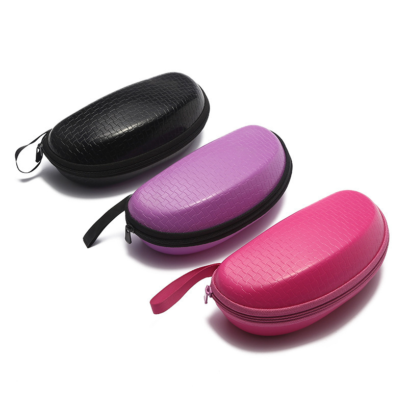 Glasses Case, Sunglasses, Large Frame, Thick Leather Case, Stylish Texture, Pu Stain-Resistant, Large Portable Zipper Case