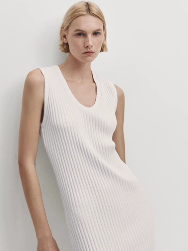 Белый трикотажный жилет, длинное платье без рукавов, платье с рукавами без рукавов, французский стиль, длина миди