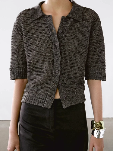 Md Old Money непринужденный ленивый стиль пошива поло из чистого хлопка вязаный женский кардиган с короткими рукавами 05704559700