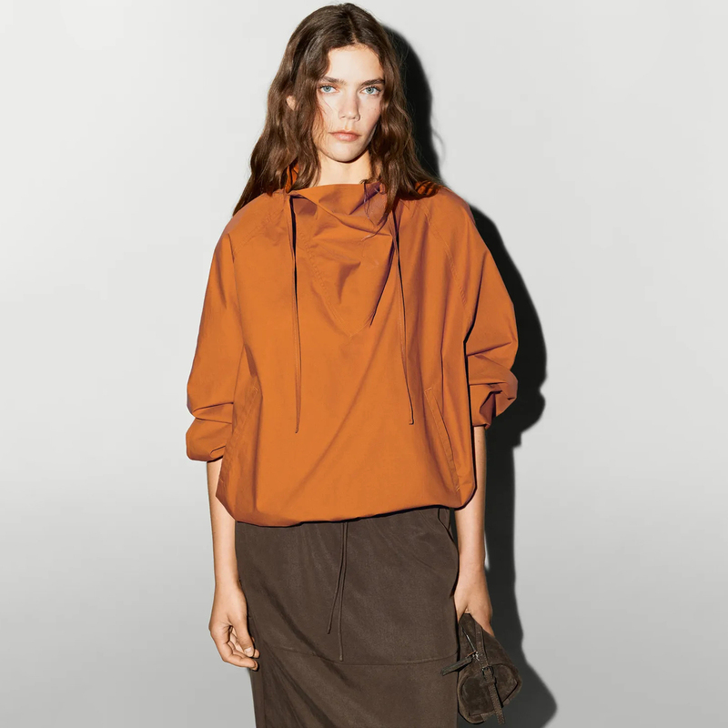 Md Early Autumn New Style Pure Cotton Orange Textured Casual Funnel Neck Sweatshirt Long-Sleeve Jacket for Women 06708676348 Md Early Autumn New Style Pure Cotton Orange Textured Casual Funnel Neck Sweatshirt Long-Sleeve Jacket for Women 06708676348