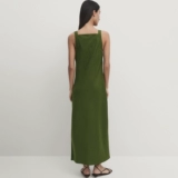 Женское элегантное и достойное льняное платье MD в курортном стиле с разрезом в стиле ретро 06695100527