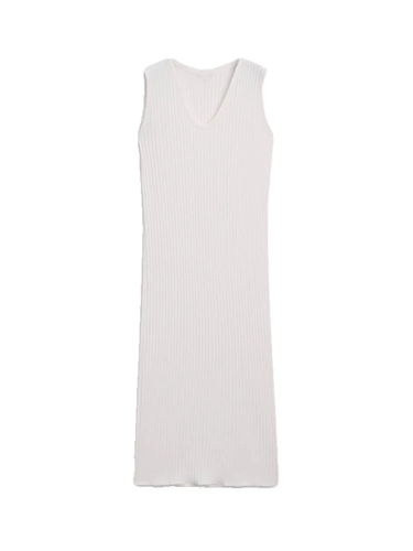 Белый трикотажный жилет, длинное платье без рукавов, платье с рукавами без рукавов, французский стиль, длина миди