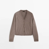 MD Женский ранний осенний случайный стиль, осторожно шерстяные булочки v -neck вязание кардиган 05645520706