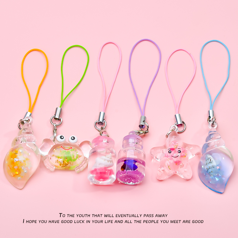 Original Design Glow-In-The-Dark Conch and Crab Phone Chain Keychain Pendant Bag Backpack Accessory Children's Gift