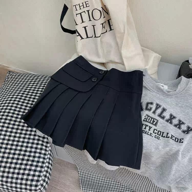Girls' pleated skirt 2022 spring new half skirt Western style all-match girl fried street college style children's short skirt children's clothing