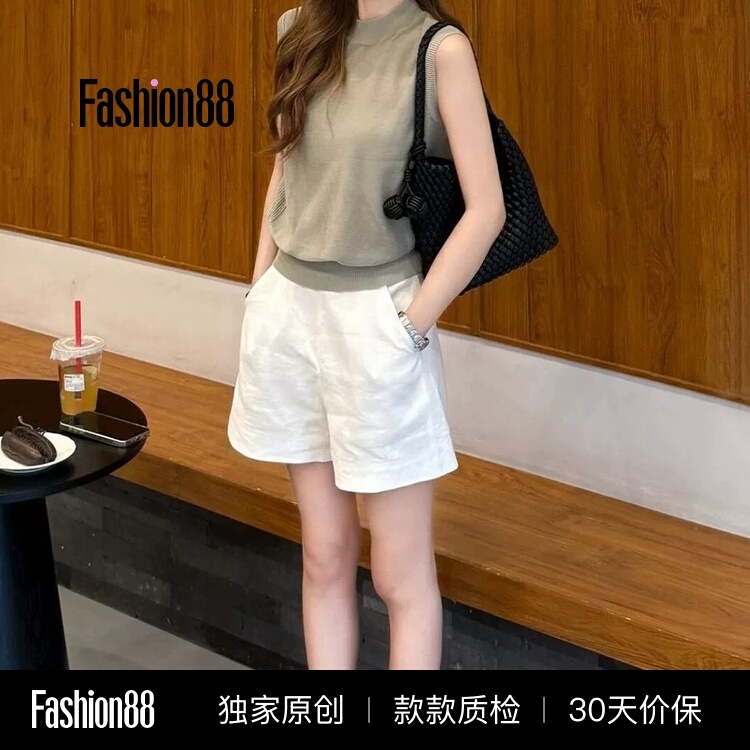White Linen Sports Shorts for Women, Summer 2026 New Style, Loose Casual Summer Shorts for Petite Women, Cotton and Linen Five-Point Shorts White Linen Sports Shorts for Women, Summer 2026 New Style, Loose Casual Summer Shorts for Petite Women, Cotton and Linen Five-Point Shorts