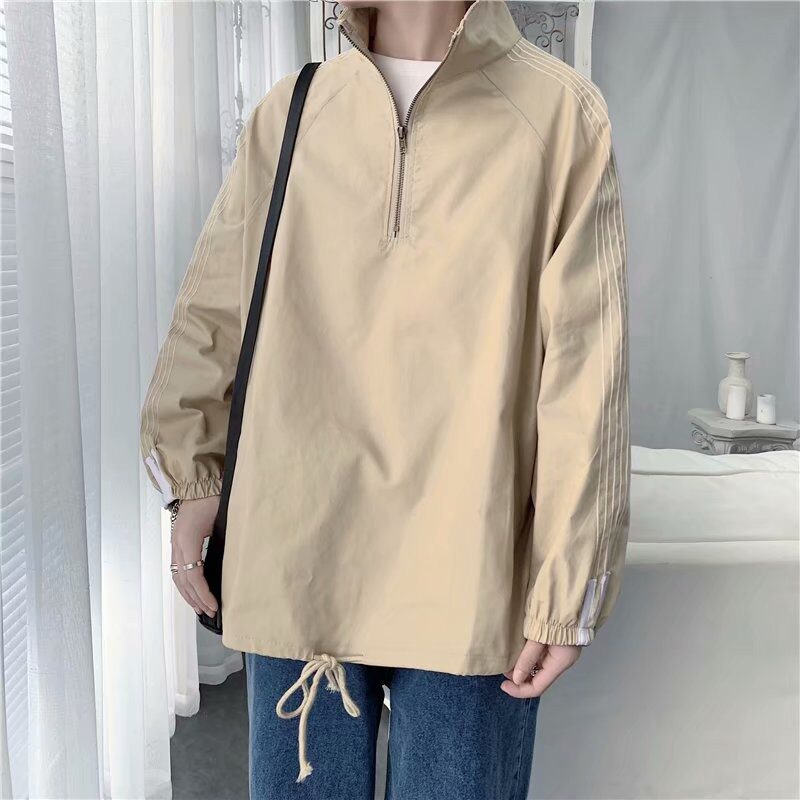 In NS red and half zipper garment men and Korean edition trend dress loose coat wind coat wind wind and leisure day couple coat