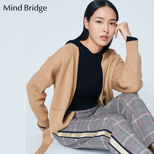 Mind Bridge Baijiahao Women's Autumn New Arrival Women's Knitted Sweater Fashion Hooded Sweater MSKT623C