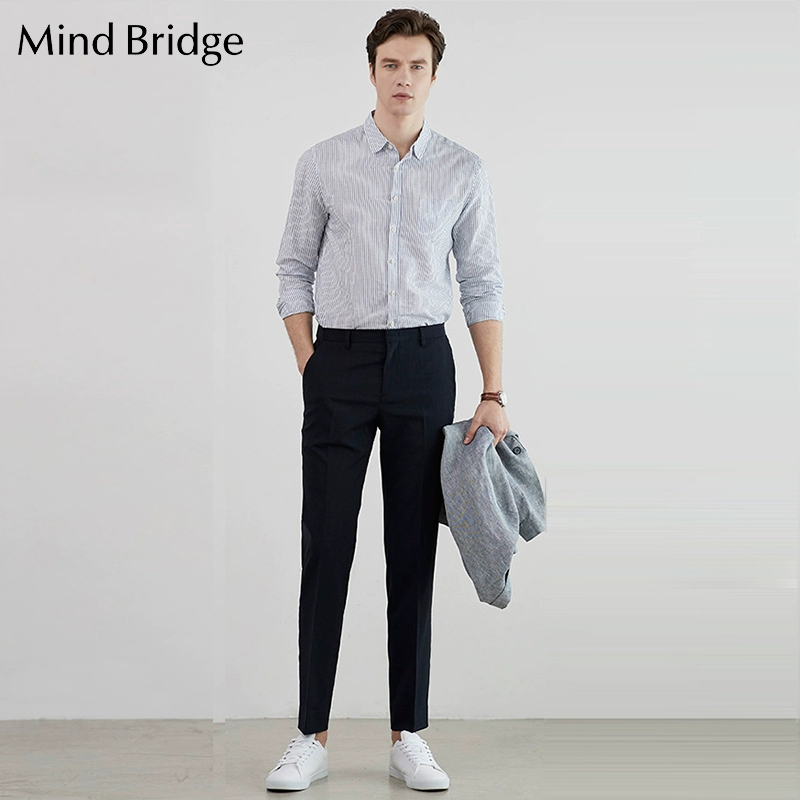 Mind Bridge2019 mùa hè mới Hàn Quốc quần âu nam quần thẳng xu hướng quần WSPT3Q03 - Quần mỏng