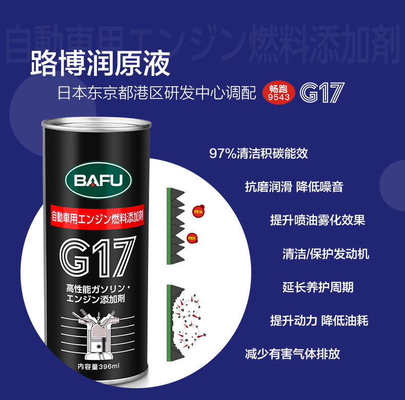 出口日本版 巴孚 G17 汽油添加剂 396ml 美国路博润原液 图2