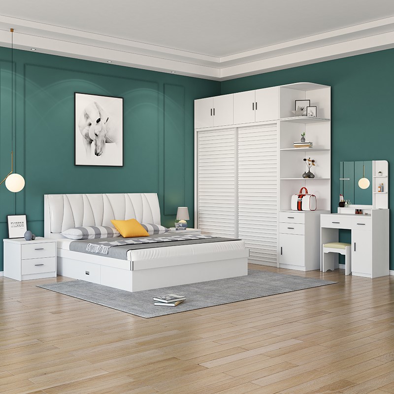 Storage bed wardrobe complete bedroom furniture set combination modern simple complete wedding room full house master bedroom cabinet