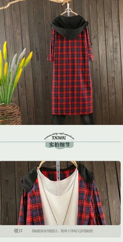 Mùa thu 2018 phiên bản Hàn Quốc mới của áo sơ mi kẻ sọc trùm đầu nữ dài tay áo dài kẻ sọc giản dị mùa xuân và áo len mùa thu áo sơ mi đen nữ